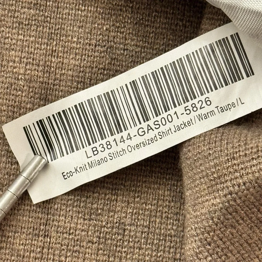 Quince Large Eco-Knit Milano Stitch Oversized‎ Shirt Jacket Taupe Outerwear